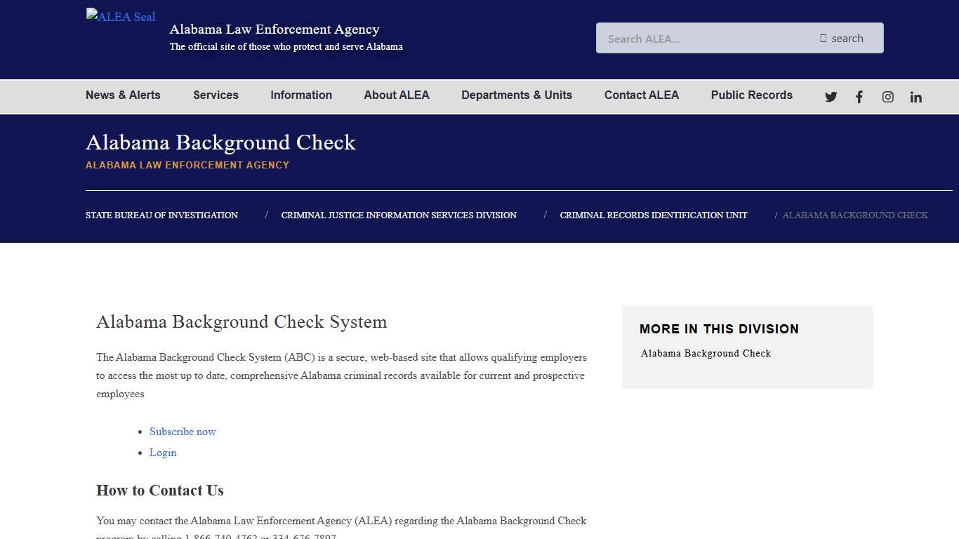 Alabama Background Check | Alabama Law Enforcement Agency