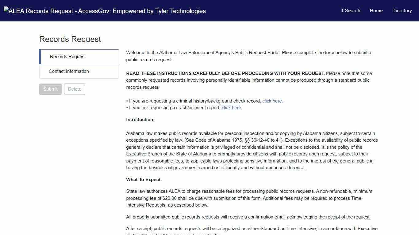 Records Request: ALEA Records Request